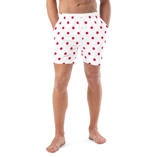 "Mr. Swim Trunks" - Cranberry Polka-dot Men's Swim Trunks